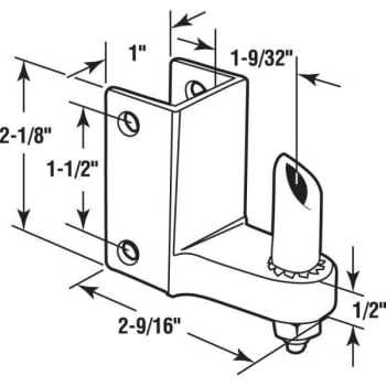 Sentry Post Mt Gravity Pivot Hinge, 1in, Zamak, Chrm, 1/2in Pintle, Bottom - Image 2