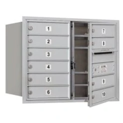 Salsbury Industries Recess Mounted 4c Horizontal Mailbox, 10 Mb1 Doors, Aluminum