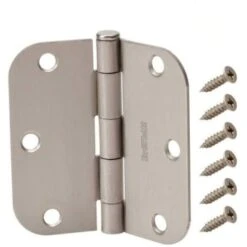Everbilt 3-1/2 X 5/8 In Radius Satin Nickel Squeak-Free Door Hinge Package Of 12