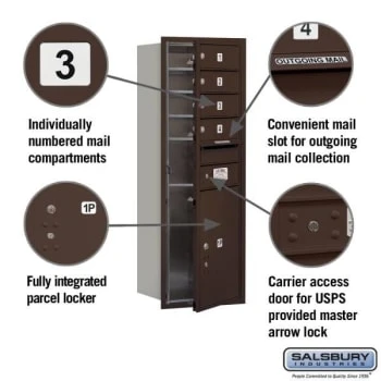 Salsbury Industries® 4c Mailbox 11 Unit 41 Inches Single 4 Mb1 Door 1 Pl5 Bronze - Image 2