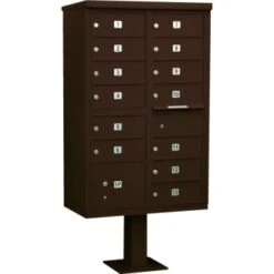 Salsbury Industries® Cluster Mailbox, 13 Boxes, Bronze