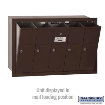 Salsbury Industries® Bronze-Vertical Mailbox- Recessed Mounted -5 Doors - Image 3