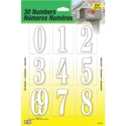 Hy-Ko Self-Adhesive 2-3/8" White Polypropylene Packaged Numbers, Package Of 2